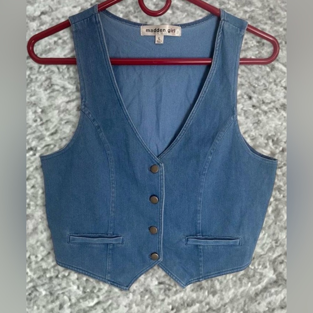Madden Girl Light Blue Denim Vest
